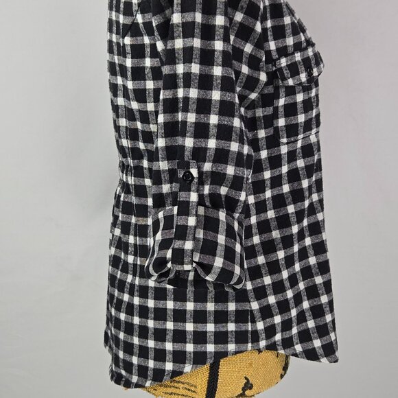 Love Tree Black White Check Button‎ Up Shirt L Long Sleeve Cotton Flannel - Picture 10 of 10